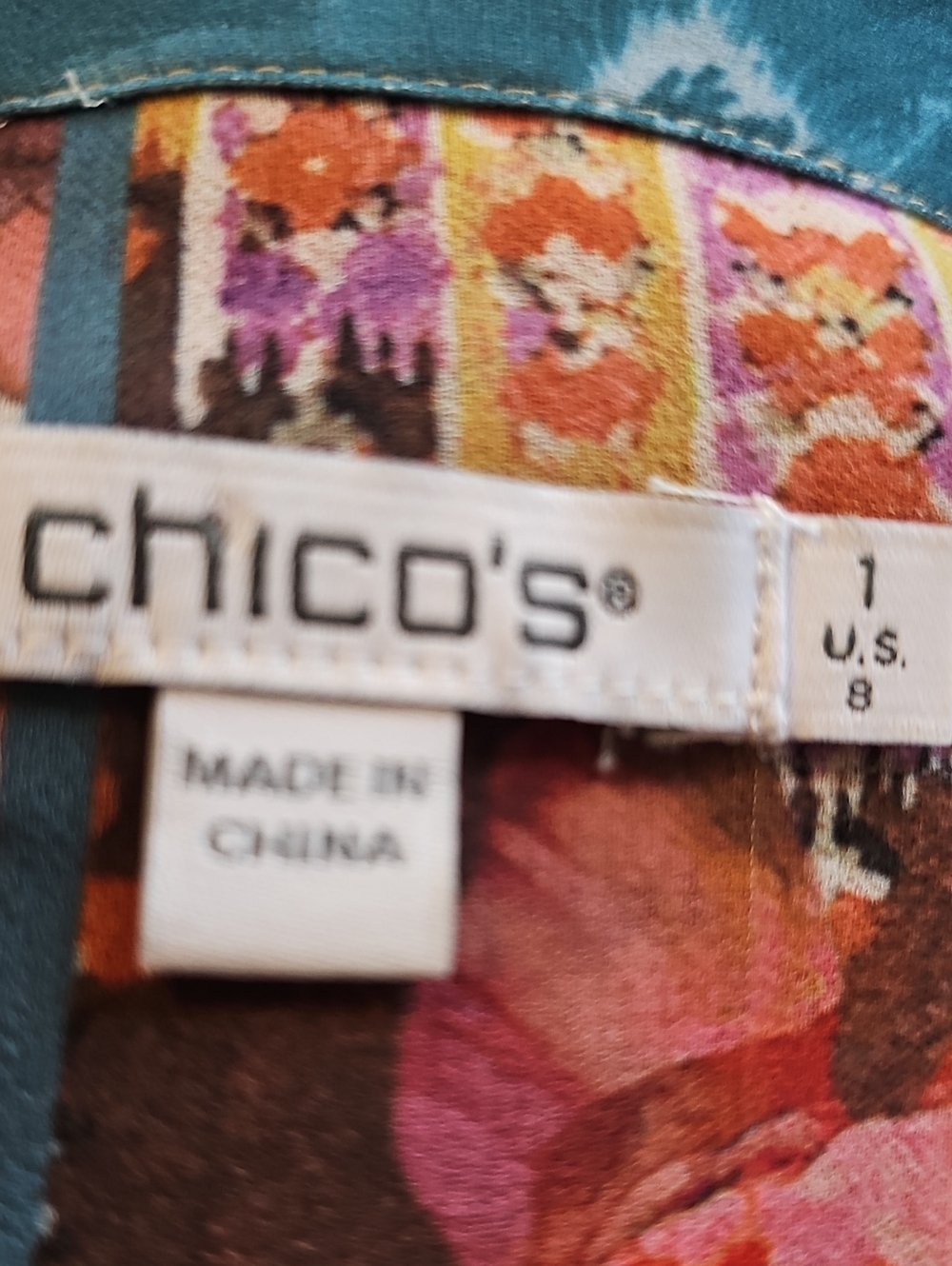 Chico's Patchwork Floral Paisley Maxi Dress Womens Size 8 M Boho Chiffon Tiered - Picture 6 of 6